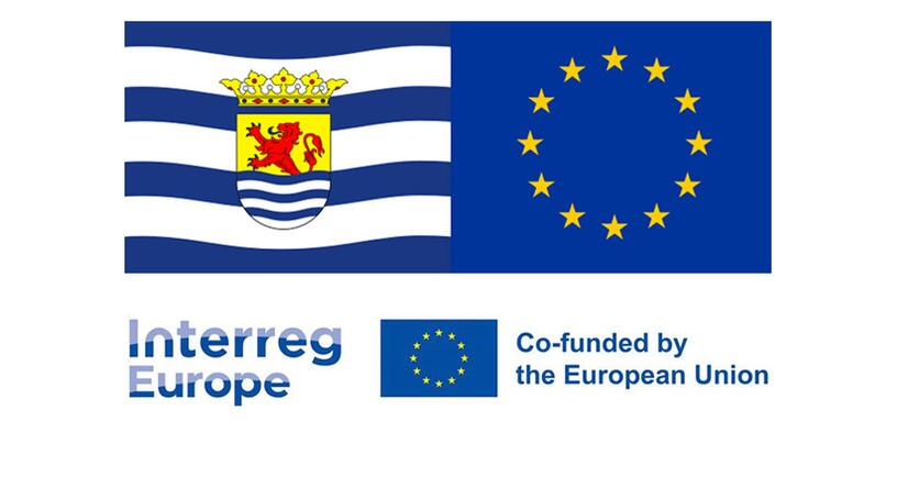 Zeeuwse vlag, Europese vlag en logo van Interreg Europa